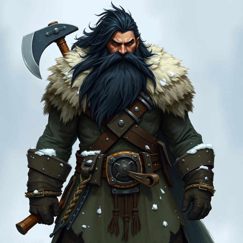 A 24-year-old barbarian shifter from DnD 5th Edition, standing a formidable 7 feet tall and weighing 280 pounds, resembling a fierce Viking warrior