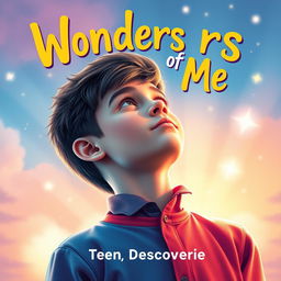 Create a vibrant and whimsical book cover for "Wonders of Me", a teen self-discovery book