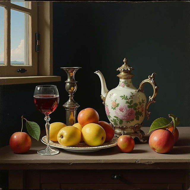 A 17th-century Dutch still life, painted in the exquisite style of Johannes Vermeer