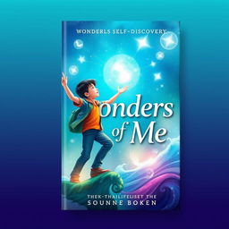 A beautiful, professionally designed book cover for a young adult self-discovery book titled "Wonders of Me", featuring a young boy depicted in an adventurous pose, exploring the magic within himself