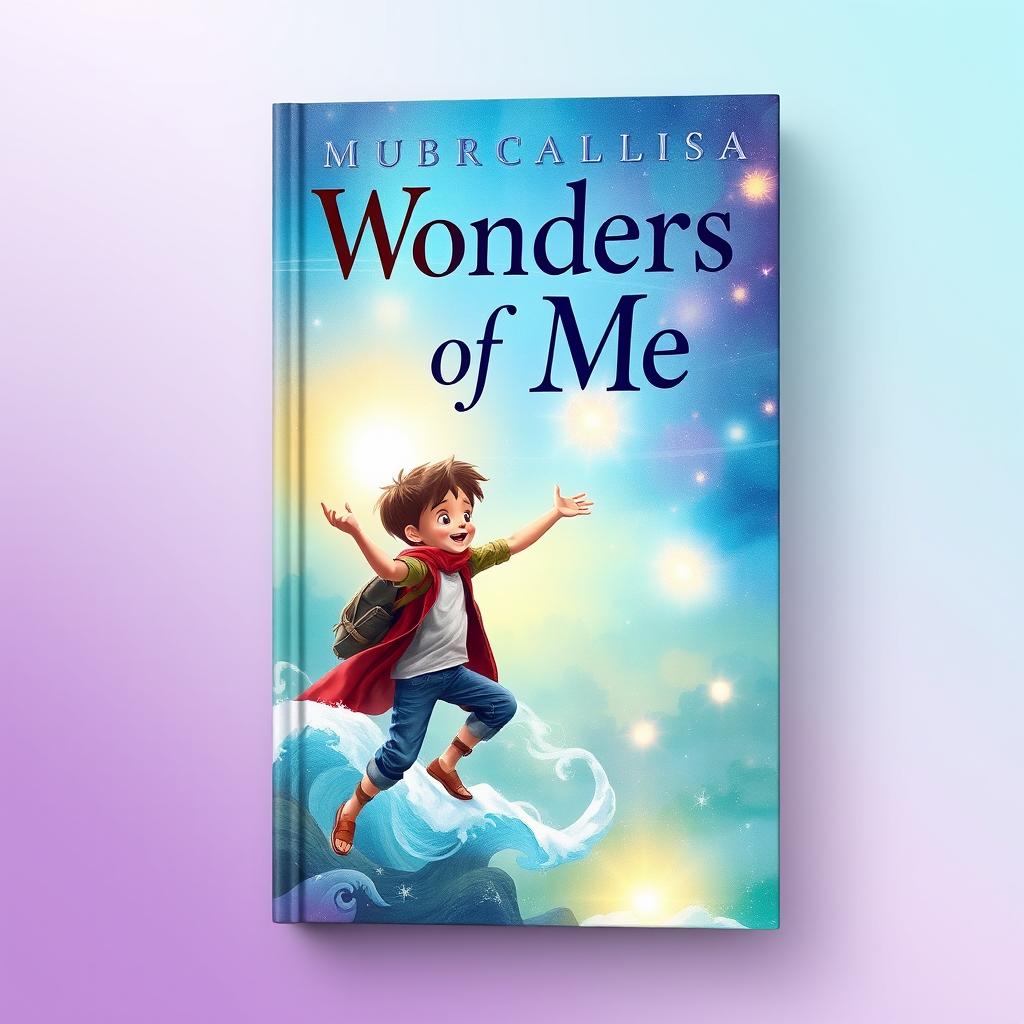 A beautiful, professionally designed book cover for a young adult self-discovery book titled "Wonders of Me", featuring a young boy depicted in an adventurous pose, exploring the magic within himself