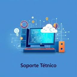 Carátula artística que representa un tema de soporte técnico vibrante y atractivo