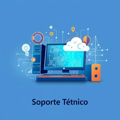 Carátula artística que representa un tema de soporte técnico vibrante y atractivo