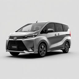 A grayscale 3D rendering of the 2024 Toyota Avanza, showcasing its sleek design and modern features