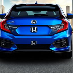 An impressive visual of the 2023 Honda Civic Si, portrayed in a captivating metallic blue hue