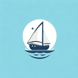 Design a logo featuring a sailing ship on the sea with the text 'Dewa Ruci'. The style should be clean, professional, and capture the adventurous spirit of seafaring.