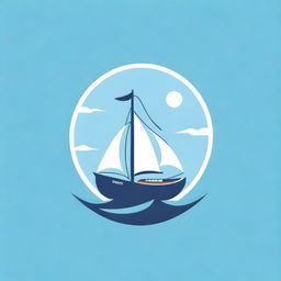 Design a logo featuring a sailing ship on the sea with the text 'Dewa Ruci'. The style should be clean, professional, and capture the adventurous spirit of seafaring.