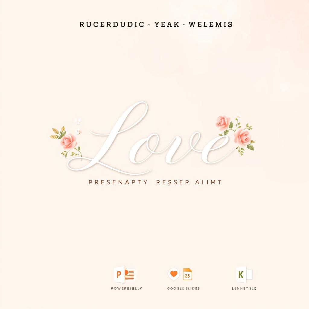 An elegant and romantic cover for a PowerPoint template product named 'Love'