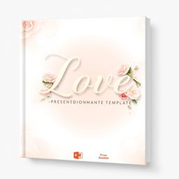 An elegant and romantic cover for a PowerPoint template product named 'Love'