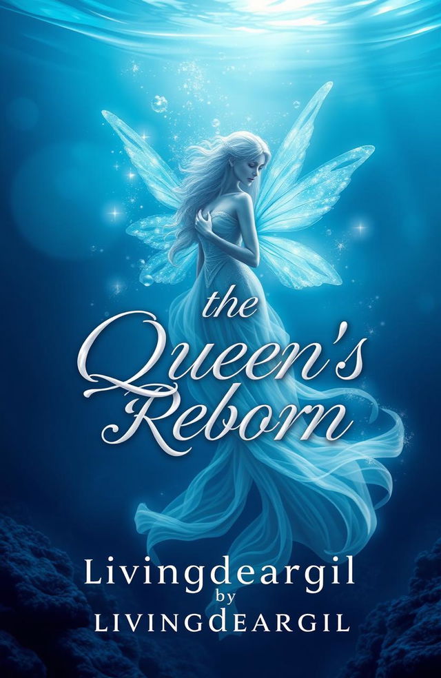 Book cover design for a fantasy novel titled 'The Queen's Reborn' written by Livingdeargirl