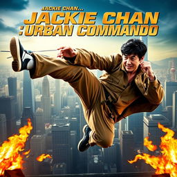 A dynamic, action-packed movie poster featuring Jackie Chan