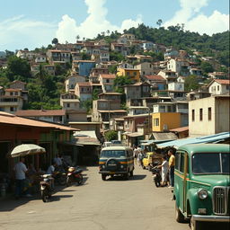 A reinterpretation of the 1962 film "Cinco Vezes Favela", showcasing a vibrant and dynamic scene in a Brazilian favela