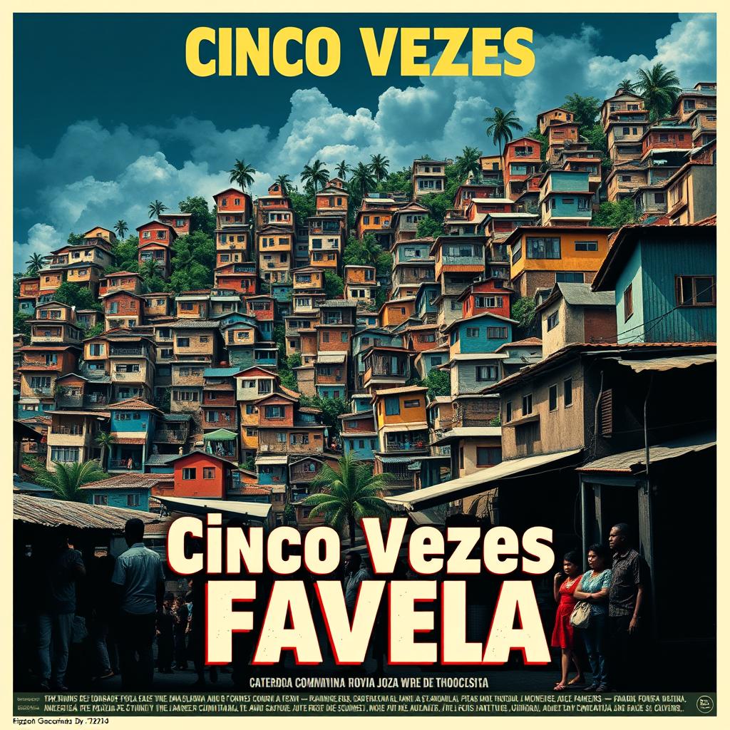 A modern reinterpretation of the 1962 movie poster for "Cinco Vezes Favela"