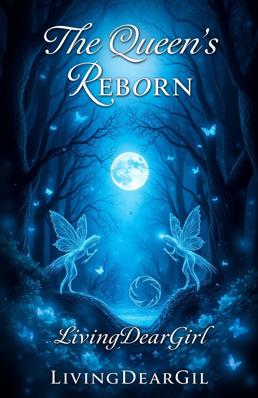 A captivating book cover for a fantasy novel titled "The Queen's Reborn" written by LivingDearGirl