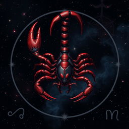 An astrological-themed image centered around Scorpio, capturing the mystique and intensity of this zodiac sign