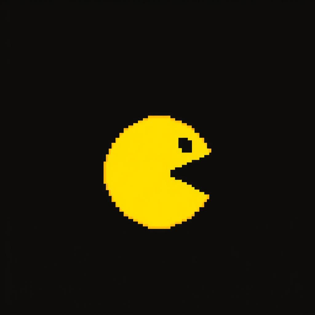 A simple pixel art Pac-Man character made with a 10x10 pixel grid