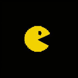 A simple pixel art Pac-Man character made with a 10x10 pixel grid