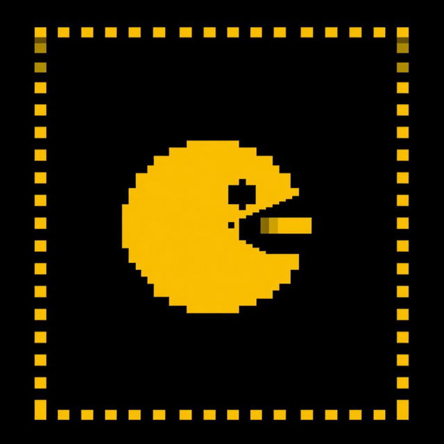 A simple pixel art Pac-Man character made with a 10x10 pixel grid