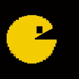 A simple pixel art Pac-Man character made with a 10x10 pixel grid