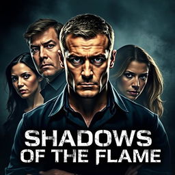 A thriller suspense movie poster for "Shadows of the Flame