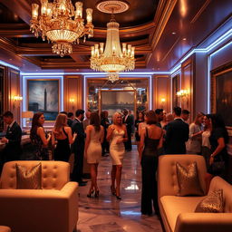 A luxurious and elegant scene inside an exclusive influencers escort club