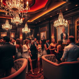 A luxurious and elegant scene inside an exclusive influencers escort club