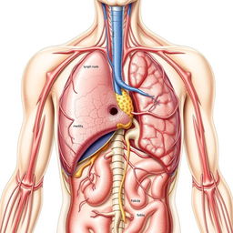 A detailed anatomical illustration of the human lymphatic system highlighting a lymph node