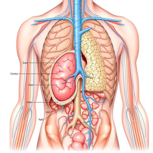 A detailed anatomical illustration of the human lymphatic system highlighting a lymph node