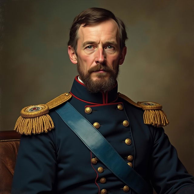 19th century portrait of a colonel in the Army of the Republic during the American Civil War, showcasing his authoritative presence and distinguished military attire