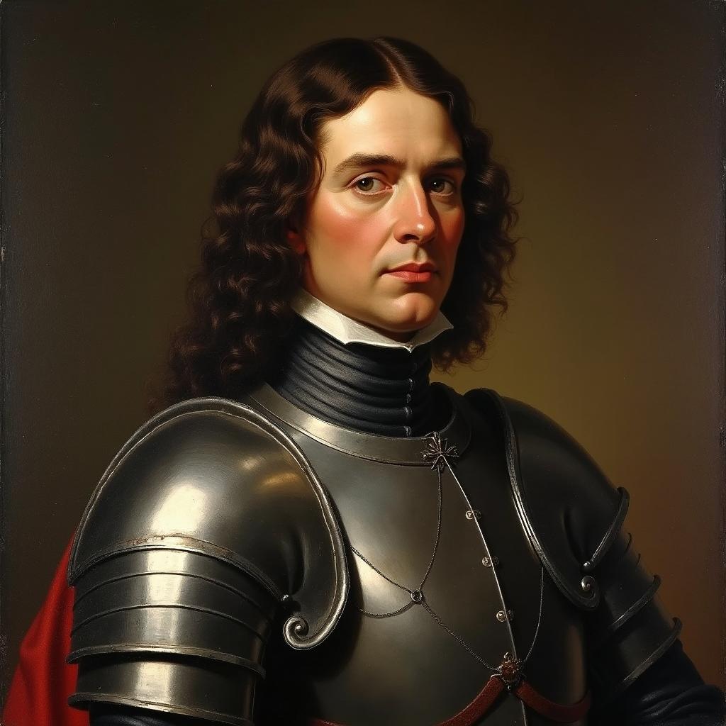 Portrait of Oliver Cromwell during the English Civil War, depicting him as a strong and resolute leader