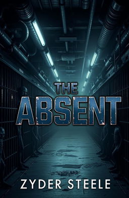 A dark and menacing dystopian Science Fiction ebook cover titled "The Absent" by Zyder Steele