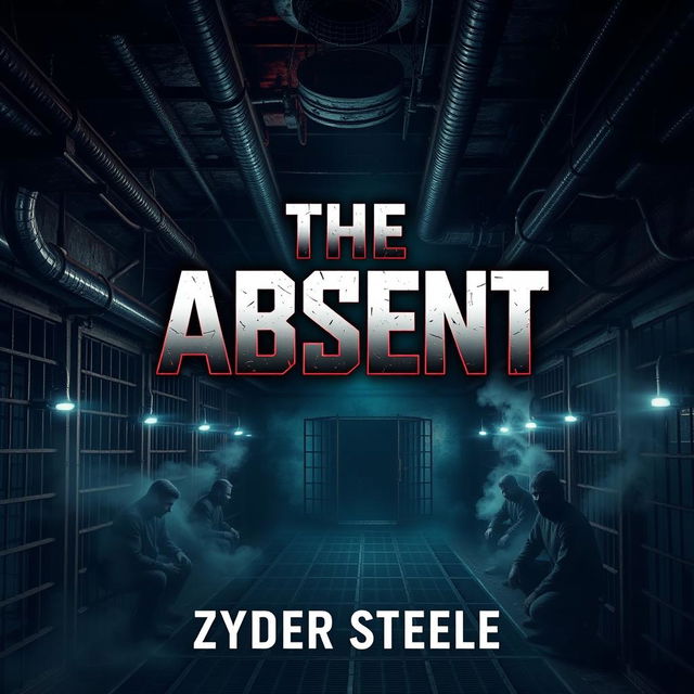 A dark and menacing dystopian Science Fiction ebook cover titled "The Absent" by Zyder Steele