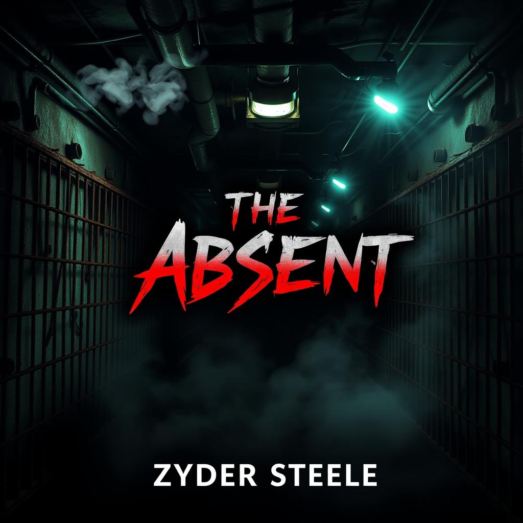 A dark and menacing dystopian Science Fiction ebook cover titled "The Absent" by Zyder Steele