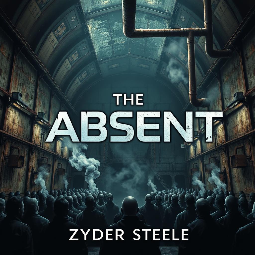 A dark, menacing, dystopian Science Fiction ebook cover titled "The Absent" by Zyder Steele