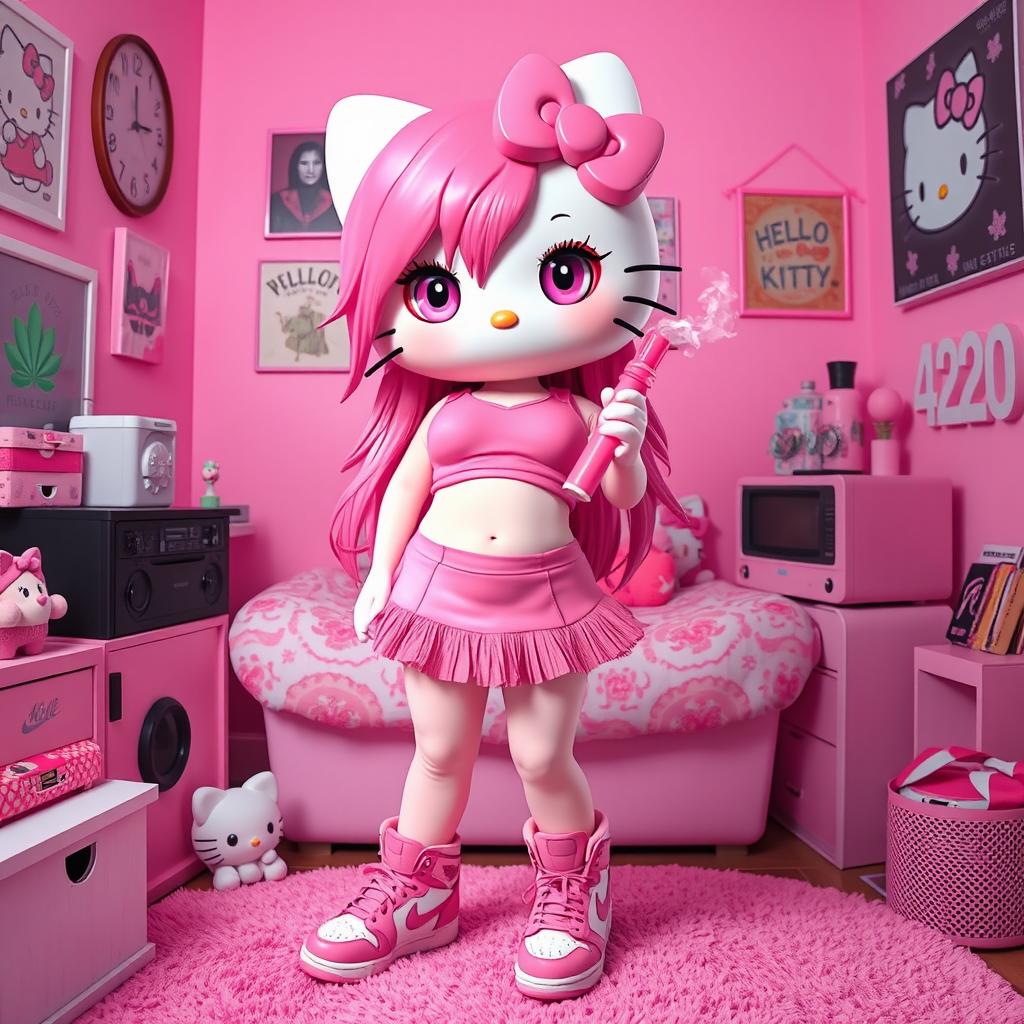 Hello Kitty transformed into a grown sexy woman, with a skinny yet curvy physique