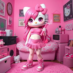 Hello Kitty transformed into a grown sexy woman, with a skinny yet curvy physique