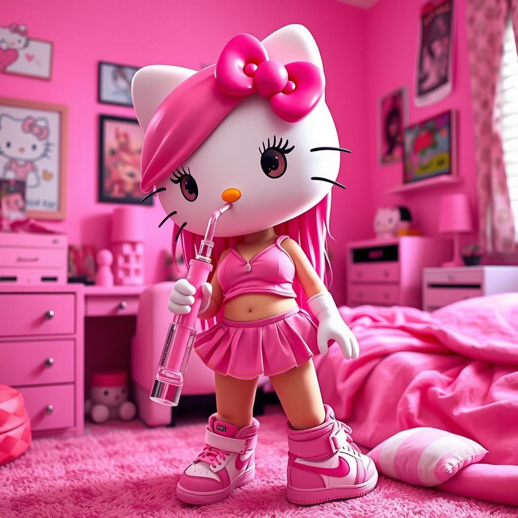 Hello Kitty transformed into a grown sexy woman, with a skinny yet curvy physique