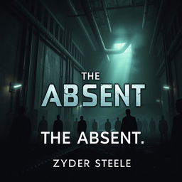 A dark, intriguing, and menacing dystopian Science Fiction ebook cover titled "The Absent" by Zyder Steele