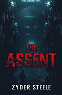 A dark and menacing dystopian science fiction ebook cover for "The Absent" by Zyder Steele