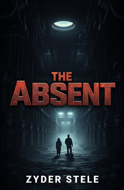 A dark and menacing dystopian science fiction ebook cover for "The Absent" by Zyder Steele