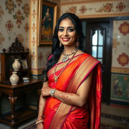 Elegant depiction of an Indian woman in traditional attire, such as a vibrant sari, showcasing grace and poise