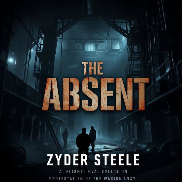 A dark and menacing dystopian science fiction ebook cover for "The Absent" by Zyder Steele