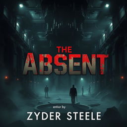 A dark and menacing dystopian science fiction ebook cover for "The Absent" by Zyder Steele