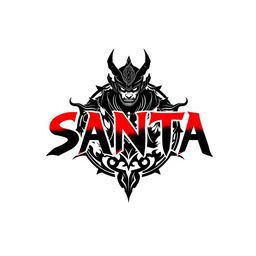 Design a logo featuring the name "SANTA" using a template inspired by Sukuna from Jujutsu Kaisen