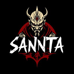 Design a logo featuring the name "SANTA" using a template inspired by Sukuna from Jujutsu Kaisen