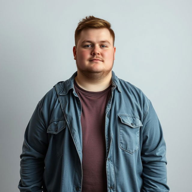 A full-body portrait of a 20-year-old Czech male, with an obese body type