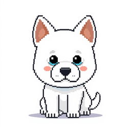 An adorable and large white dog in pixel art style, created within the constraints of an 8x8 grid