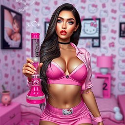 A captivating IMVU model brought to life as a human, envisioned as a grown sexy woman with a stunningly beautiful face