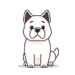 An adorable and large white dog in pixel art style, created within the constraints of an 8x8 grid