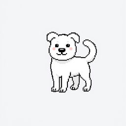 Sprite of a large white dog in pixel art style, designed within the constraints of an 8x8 grid